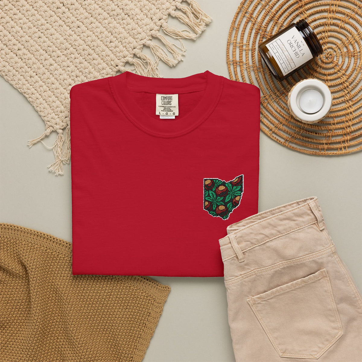Ohio Buckeye Botanical Embroidered SS