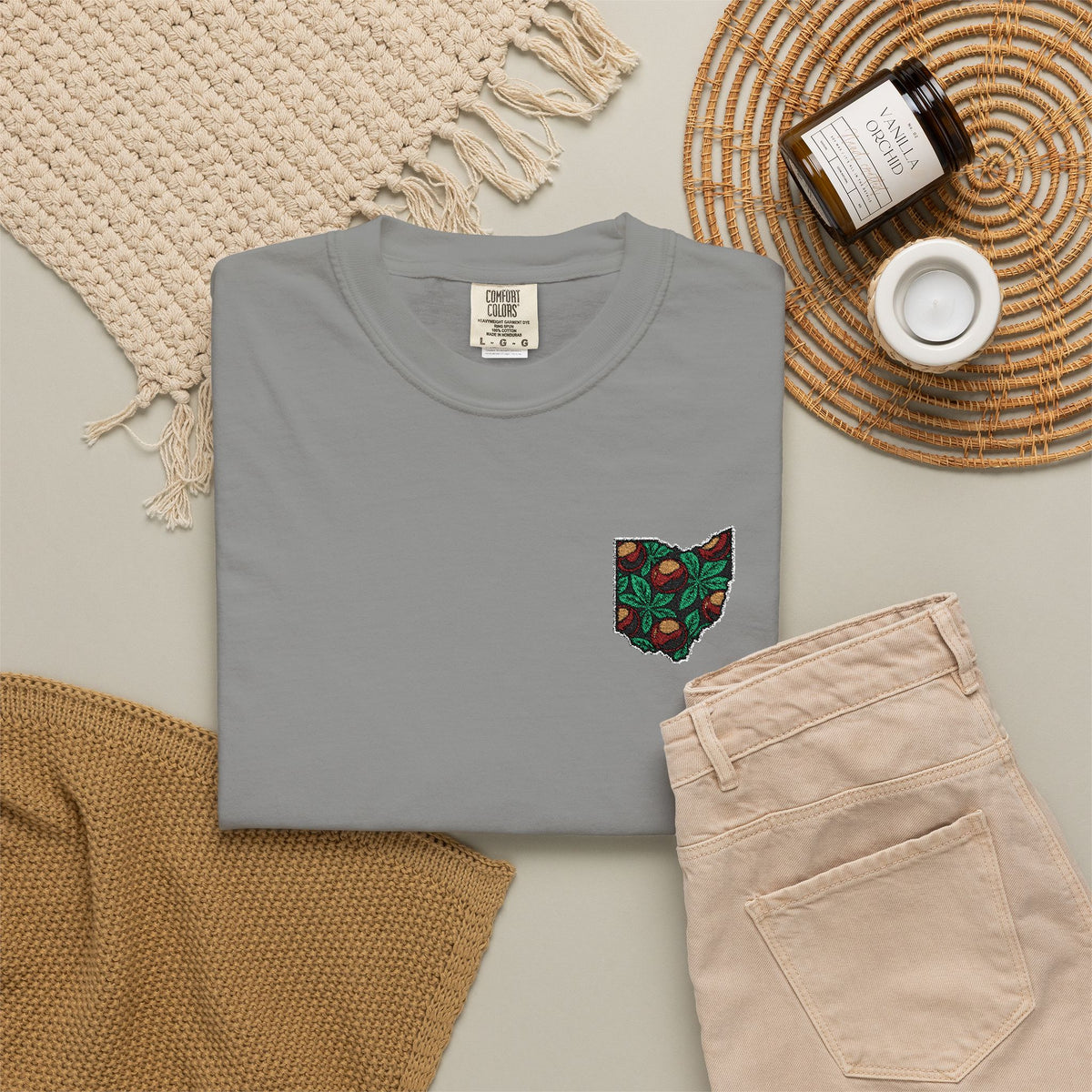 Ohio Buckeye Botanical Embroidered SS