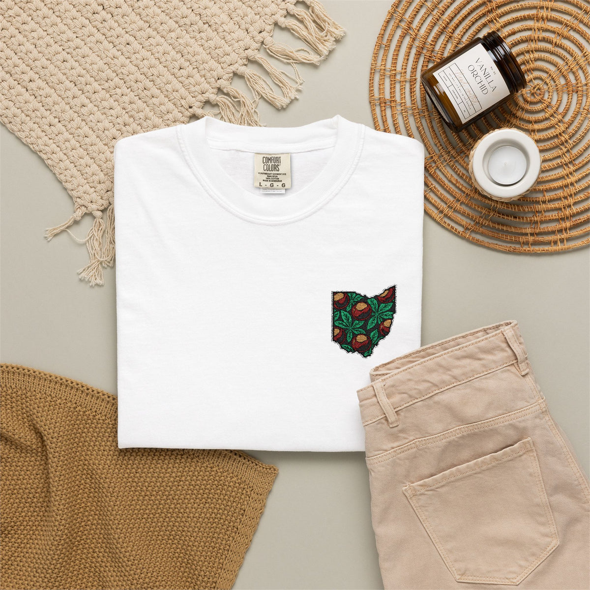Ohio Buckeye Botanical Embroidered SS